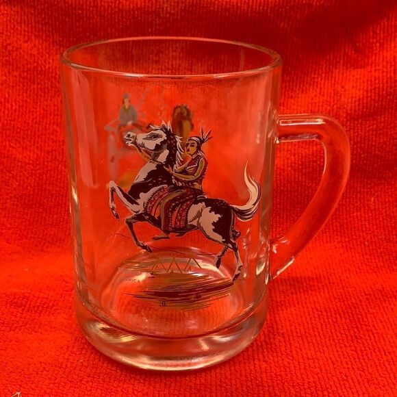 Pinto America Hackney Britain Heavy Clear Glass Coffee Tea Cocoa Collector Mug - Picture 1 of 4